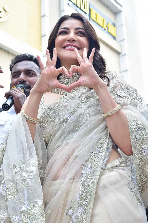 Kajal Aggarwal in light green saree